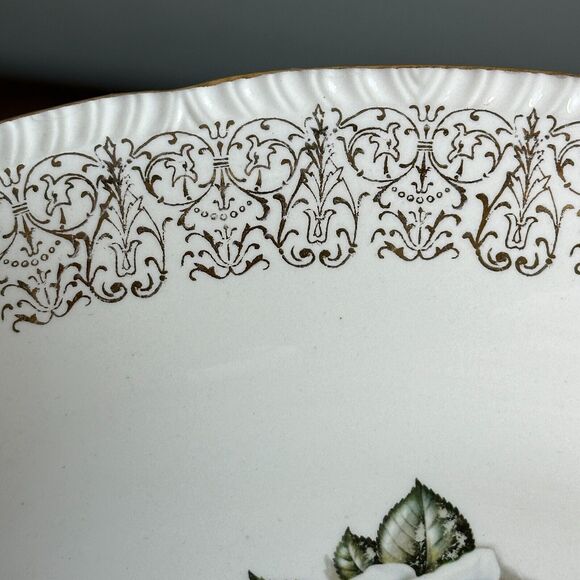 Vtg 1950s Homer Laughlin China Serving Dish Rose Gold Filigree Retro Cottage USA - Picture 4 of 12